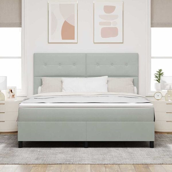 vidaXL Postel s boxspringem s matrac&iacute; Světle &scaron;ed&aacute; 180 x 200 cm samet