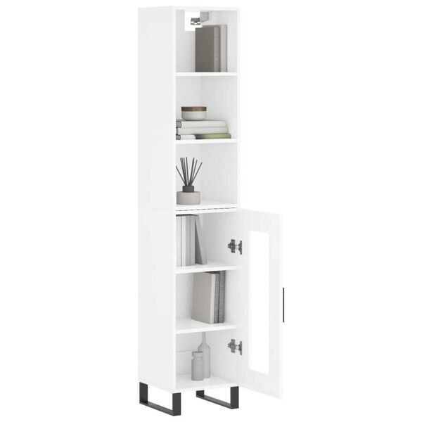 vidaXL Skř&iacute;ň highboard b&iacute;l&aacute; s vysok&yacute;m leskem 34,5x34x180 cm kompozit