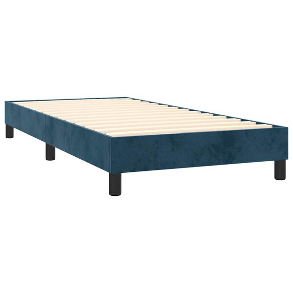 vidaXL Box spring postel s matrac&iacute; tmavě modr&aacute; 80 x 200 cm samet