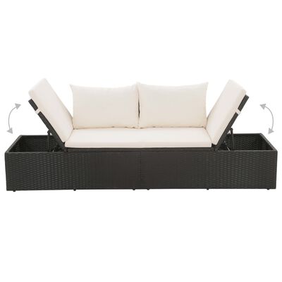 vidaXL Zahradní postel černá 195 x 60 cm polyratan