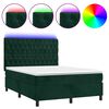 vidaXL Box spring postel s matrac&iacute; a LED tmavě zelen&aacute; 140x200 cm samet