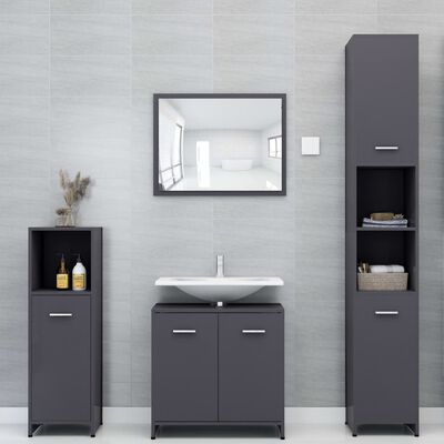vidaXL Koupelnová skříňka šedá 30 x 30 x 183,5 cm dřevotříska