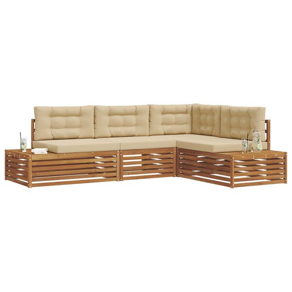 vidaXL Venkovn&iacute; pohovkov&aacute; souprava 4 Kus Přirozen&aacute; a B&eacute;žov&aacute;