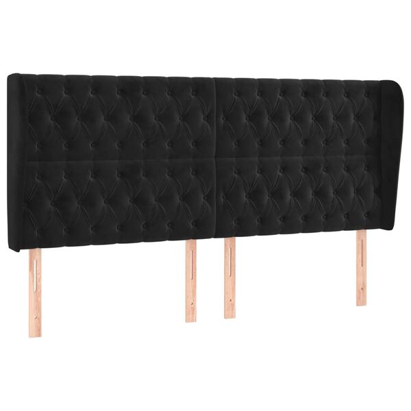 vidaXL Čelo postele typu u&scaron;&aacute;k čern&eacute; 203x23x118/128 cm samet