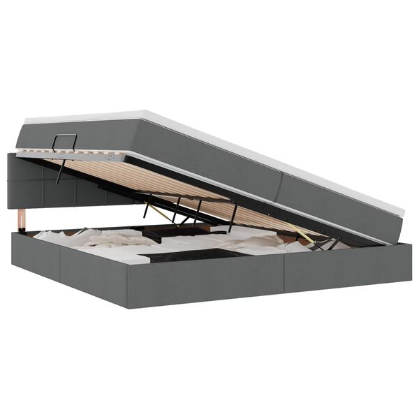 vidaXL Postel s &uacute;ložn&yacute;m prostorem a matrac&iacute; Tmavě &scaron;ed&aacute; 200 x 200 cm