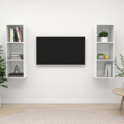 vidaXL Nástěnné TV skříňky 2 ks bílé s vysokým leskem kompozitní dřevo