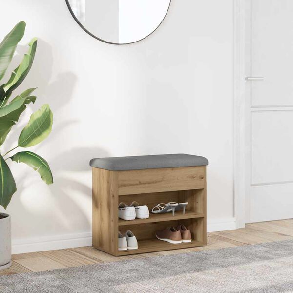 vidaXL Lavice s botníkem dub artisan 62x32x50 cm Engineered Wood