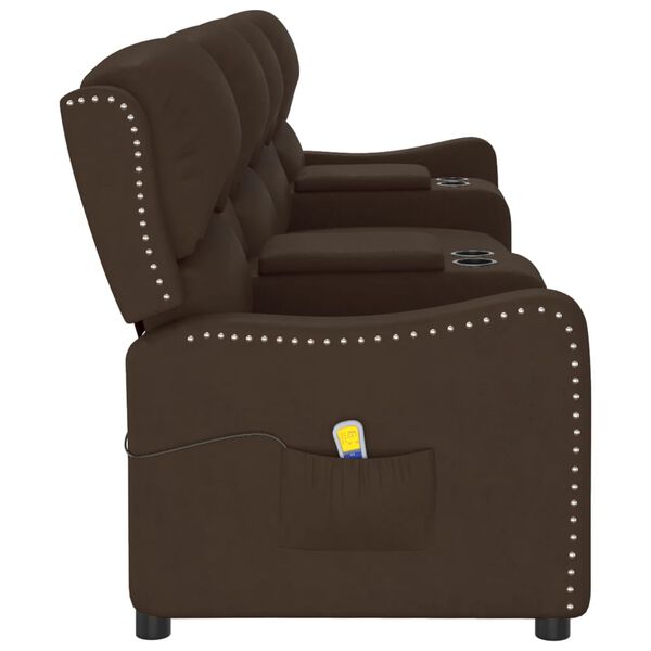 vidaXL 4místné masážní polohovací křeslo s držáky nápojů hnědé koženka