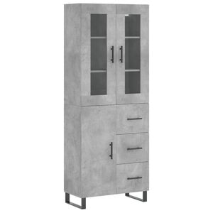 vidaXL Skř&iacute;ň highboard betonově &scaron;ed&aacute; 69,5x34x180 cm kompozitn&iacute; dřevo