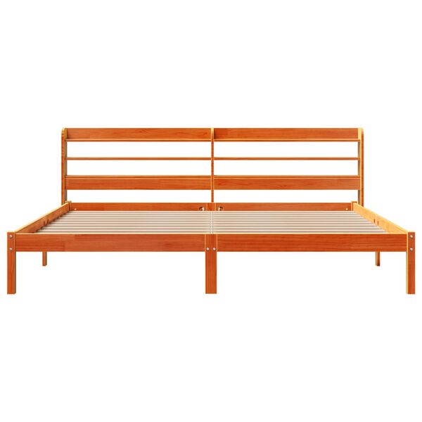 vidaXL Rám postele s čelem voskově hnědý 200x200 cm masivní borovice
