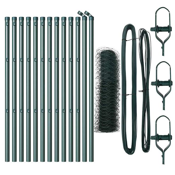 vidaXL Plotov&yacute; sloupek. Zelen&aacute; 25 x 0,4 m (50 mm s&iacute;ť) Ocel a PVC