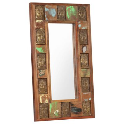 vidaXL Zrcadlo s reliéfy Buddhy 50 x 80 cm masivní recyklované dřevo