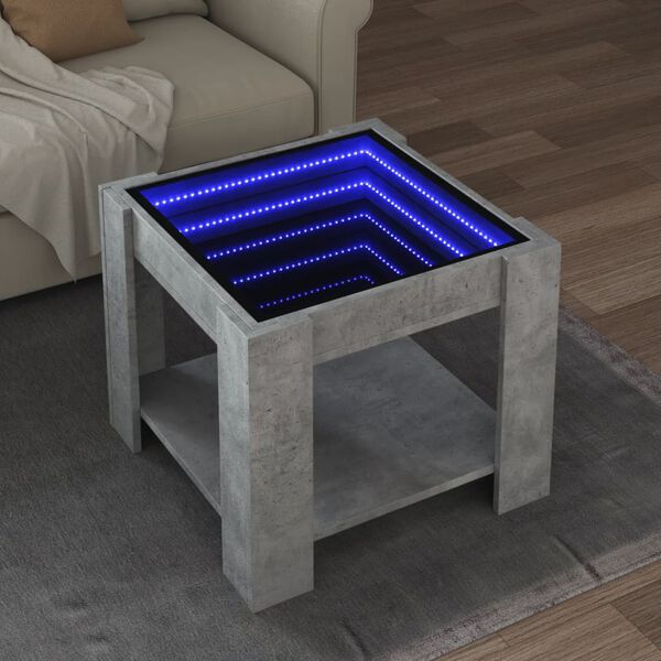 vidaXL Konferenční stolek s LED betonově šedý 53 x 53 x 45 cm kompozit