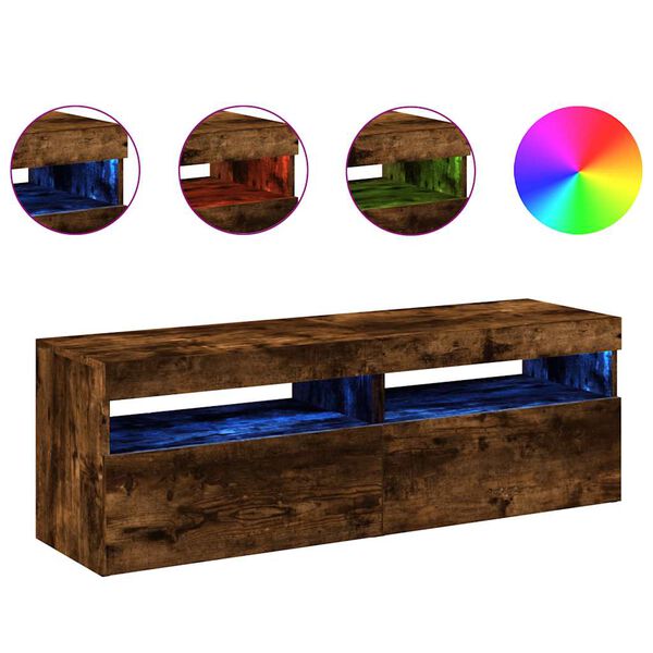 vidaXL TV skř&iacute;ňky s LED osvětlen&iacute;m 2 ks kouřov&yacute; dub 60 x 35 x 40 cm