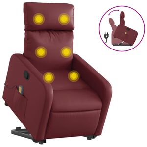 vidaXL Zvedac&iacute; mas&aacute;žn&iacute; polohovac&iacute; křeslo v&iacute;nov&eacute; uměl&aacute; kůže