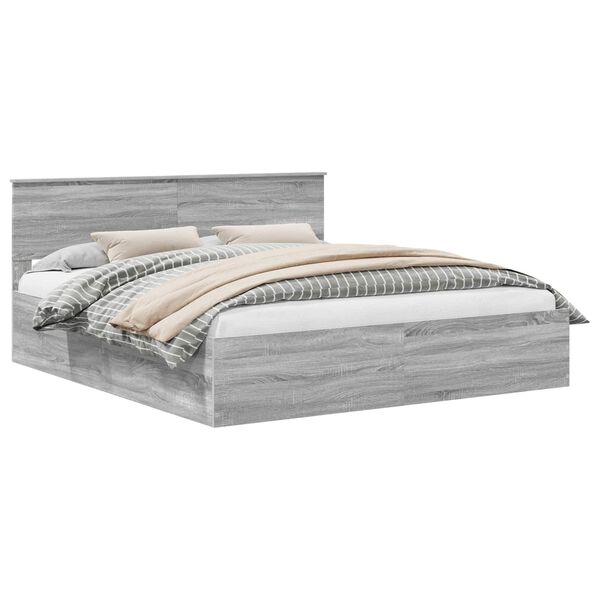 vidaXL R&aacute;m postele s čelo &Scaron;ed&aacute; Sonoma 200 x 200 cm kompozitn&iacute; dřevo