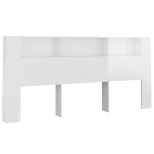 vidaXL Čelo postele s &uacute;ložn&yacute;m prostorem leskl&eacute; b&iacute;l&eacute; 220x18,5x104,5 cm