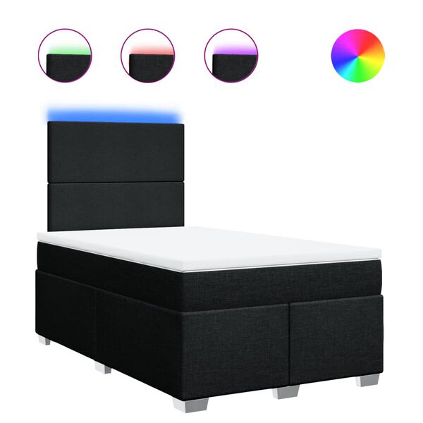 vidaXL Box spring postel s matrac&iacute; čern&aacute; 120x190 cm textil