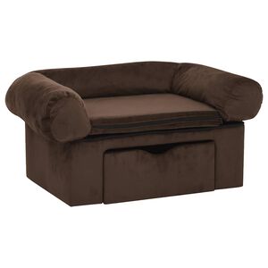vidaXL Pohovka pro psy se z&aacute;suvkou hněd&aacute; 75 x 50 x 38 cm ply&scaron;