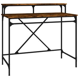 vidaXL Psac&iacute; stůl kouřov&yacute; dub 100x50x90 cm kompozitn&iacute; dřevo a železo