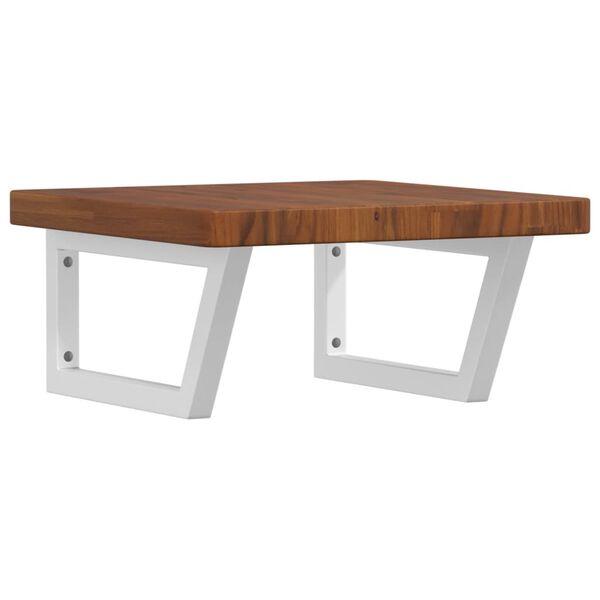 vidaXL Deska pod umyvadlo n&aacute;stěnn&aacute; ocel a masivn&iacute; dubov&eacute; dřevo