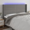 vidaXL Čelo postele s LED tmavě &scaron;ed&eacute; 163 x 16 x 118/128 cm textil