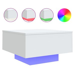 vidaXL Konferenčn&iacute; stolek s LED osvětlen&iacute;m b&iacute;l&yacute; 55 x 55 x 31 cm