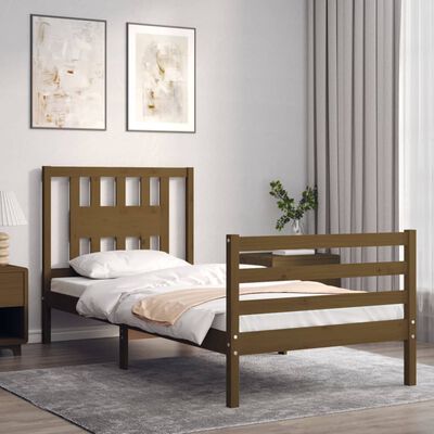vidaXL Rám postele s čelem medově hnědý 90 x 200 cm masivní dřevo