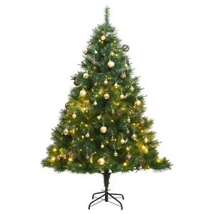 vidaXL Uměl&yacute; skl&aacute;pěc&iacute; v&aacute;nočn&iacute; stromek se 150 LED a koulemi 150 cm