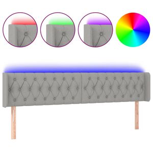 vidaXL Čelo postele s LED světle &scaron;ed&eacute; 183 x 16 x 78/88 cm textil