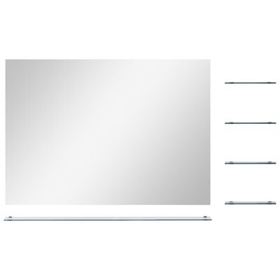 vidaXL Nástěnné zrcadlo s 5 poličkami stříbrné 80 x 60 cm