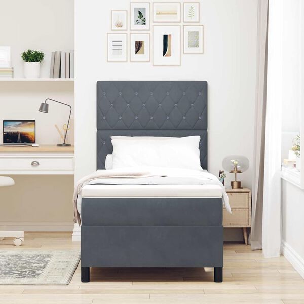 vidaXL Postel s boxspringem s matrac&iacute; Tmavě &scaron;ed&aacute; 100 x 200 cm textil