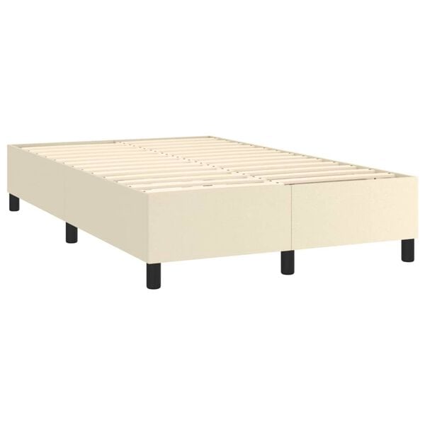 vidaXL Box spring postel s matrac&iacute; kr&eacute;mov&aacute; 120x200 cm uměl&aacute; kůže