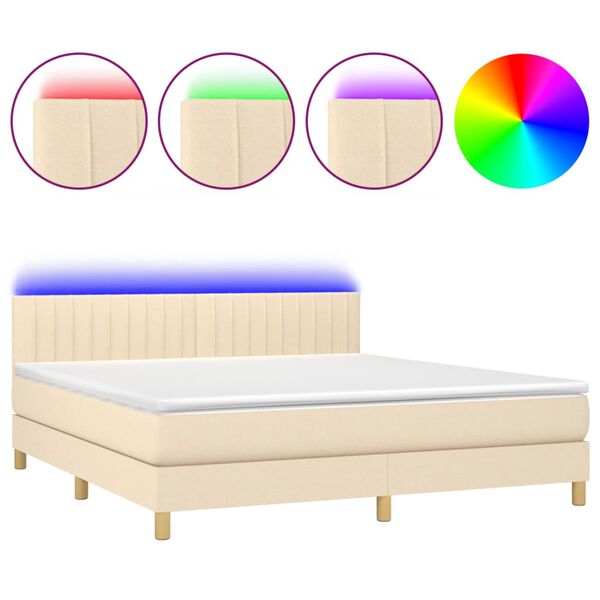 vidaXL Box spring postel s matrac&iacute; a LED kr&eacute;mov&aacute; 160x200 cm textil