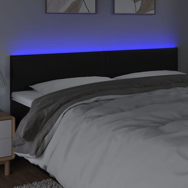 vidaXL Čelo postele s LED černé 160x5x78/88 cm umělá kůže