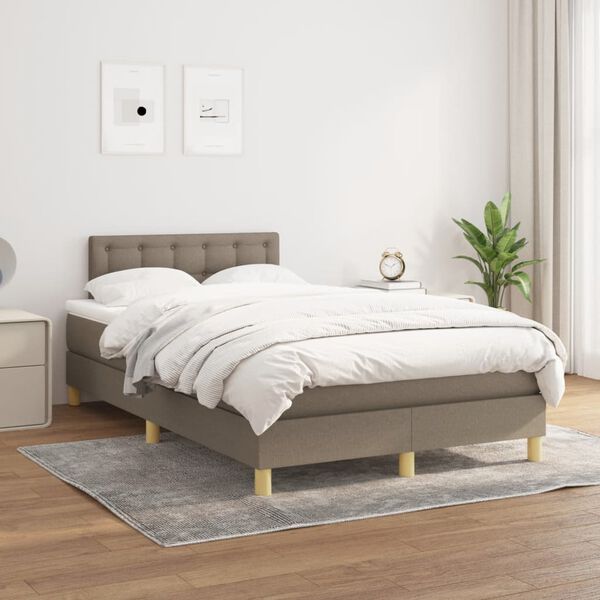 vidaXL Box spring postel s matrac&iacute; taupe 120x190 cm textil