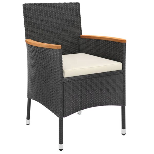 vidaXL 5d&iacute;ln&yacute; zahradn&iacute; bistro set s podu&scaron;kami čern&yacute; polyratan