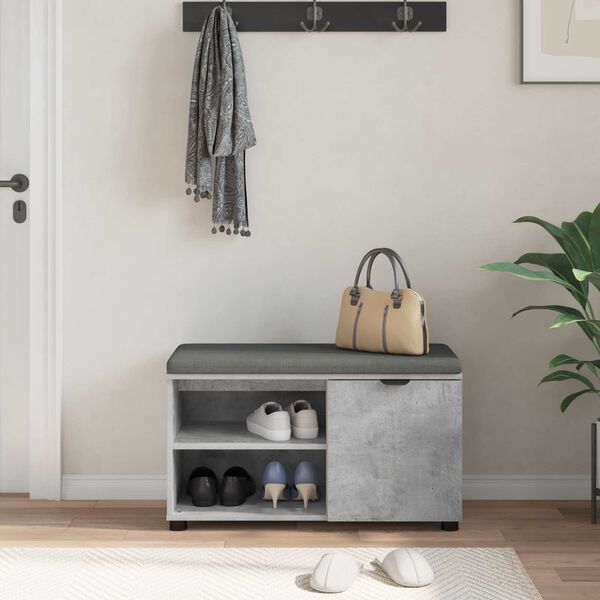 vidaXL Chodbičkov&aacute; lavice s pol&scaron;t&aacute;řem Betonově &scaron;ed&aacute; 80 x 38 x 46 cm