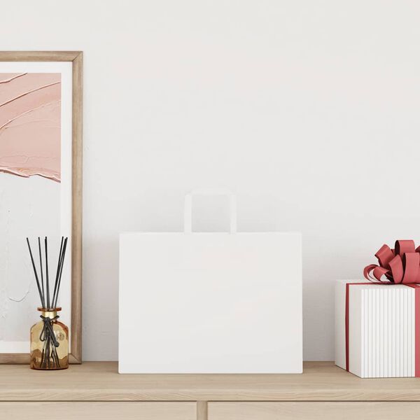 vidaXL Pap&iacute;rov&eacute; ta&scaron;ky 50 ks s uchy b&iacute;l&eacute; 32x17x25 cm