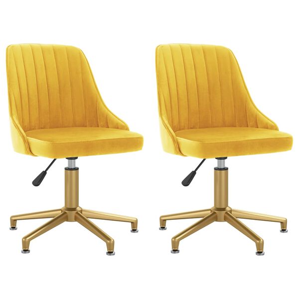vidaXL Otočn&eacute; j&iacute;deln&iacute; židle 2 ks žlut&eacute; samet