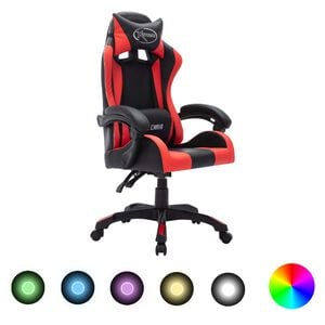 vidaXL Hern&iacute; židle s RGB LED podsv&iacute;cen&iacute;m červeno-čern&aacute; uměl&aacute; kůže