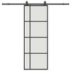 vidaXL Posuvn&eacute; dveře se sadou kov&aacute;n&iacute; čern&eacute; 76x205 cm ESG Glass