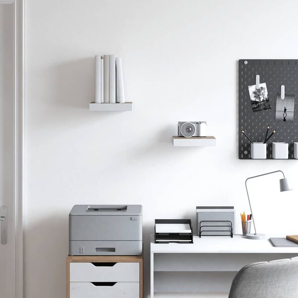 vidaXL Plovouc&iacute; n&aacute;stěnn&eacute; police 2 ks dub a b&iacute;l&eacute; 23 x 23,5 x 3,8 cm MDF