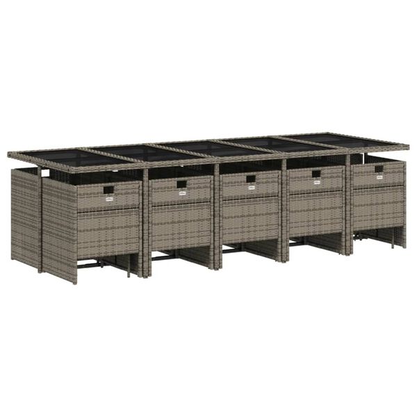 vidaXL 15d&iacute;ln&yacute; zahradn&iacute; j&iacute;deln&iacute; set s podu&scaron;kami &scaron;ed&yacute; polyratan