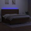 vidaXL Box spring postel s matrac&iacute; a LED tmavě hněd&aacute; 200x200 cm textil
