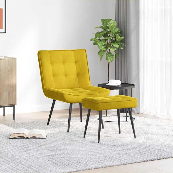 vidaXL Relaxačn&iacute; křeslo se stoličkou žlut&eacute; samet