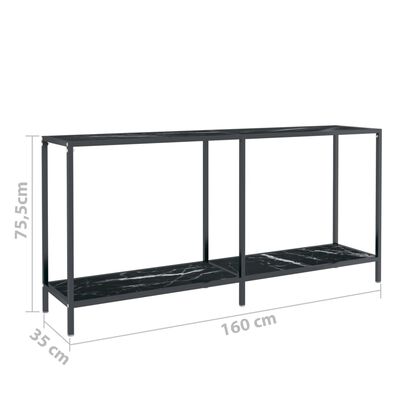 vidaXL Konzolový stolek černý 160 x 35 x 75,5 cm tvrzené sklo
