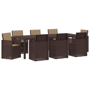 vidaXL Zahradn&iacute; j&iacute;deln&iacute; souprava s pol&scaron;t&aacute;řem 9 pcs Hněd&aacute; a taupe PP