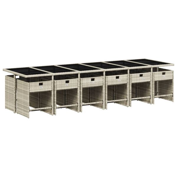 vidaXL 13d&iacute;ln&yacute; zahradn&iacute; j&iacute;deln&iacute; set s podu&scaron;kami světle &scaron;ed&yacute; polyratan