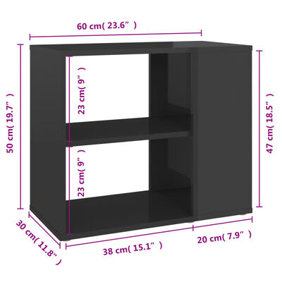 vidaXL Odkládací skříňka šedá s vysokým leskem 60x30x50 cm dřevotříska